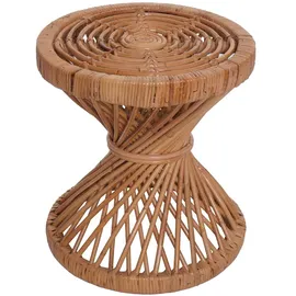 Mendler Beistelltisch HWC-M31, Blumentisch Rattantisch Kaffeetisch, rund 43x38x38cm, Kubu-Rattan natur