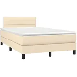 vidaXL Boxspringbett mit Matratze Creme 120x190 cm Stoff