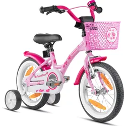 Kinderfahrrad 12 Zoll ab 3 Jahre mit Stützräder und Rücktritt rosa|rosa|WEISS 12