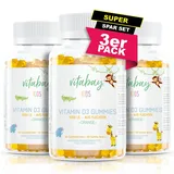 Vitabay Vitamin D3 Kinder - 180 VEGAN Vitamin D 3 1000 IE Vitamin Gummies - Kinder Vitamine Gummi Vitamin D Kinder Immunsystem stärken Kinder Vitamin D Gummibärchen Kinder Vitamin D3 D Vitamin Kinder