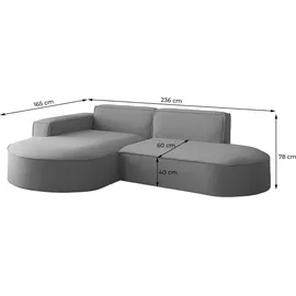 Fun Möbel Ecksofa Designersofa PALMA XS in Stoff Scala Senfgelb Ottomane Links - Gelb