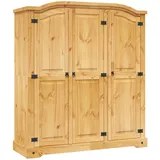 Gecheer Kleiderschrank Dielenschrank Schrank im Mexiko-Stil Kiefer Massiv 3 Türen Garderobenschrank Designschrank Schlafzimmerschrank Kleiderstange Aktenschrank 150,5 x 52 x 170 cm (L x B x H) Braun