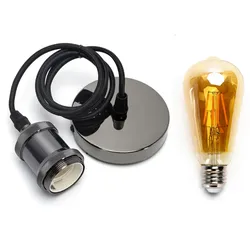 Aigostar E27 Lampenfassungen Pendelleuchte Hängelampe Vintage Nostalgie Retro + LED Leuchtmittel