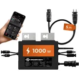 Solarway All In One Envertech Mikro-Wechselrichter 1000W Set inkl. 5m Kabel - Wechselrichter Balkonkraftwerk 800W-1000W für 2 PV Module - Black CASE - App & WiFi & Bluetooth