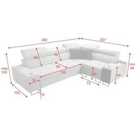 kaiser möbel Elegantes Ecksofa mit Konsole und Ladegerät MORENA II Sawana Dunkelbraun Links - Dunkelbraun
