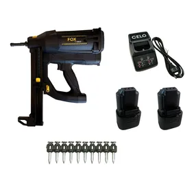 Celo Akku Gasnagler FOX 20 Koffer Magazin f. 20 Nägel 2x Akku