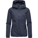 Ragwear wasserdichte und atmungsaktive Damen Übergangsjacke leichte kurze Funktionsjacke mit Kapuze Dizzie Tech YOUMODO Navy Gr. S - S