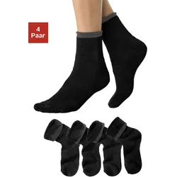 Kuschelsocken LAVANA, Damen, Gr. 39-42, schwarz (4x schwarz), Polyamid, Baumwolle, Elasthan, unifarben, elastisch, Socken, mit Innenfrottee