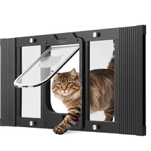 Vevor Katzenklappe Katzentür Anpassbar an Fensterbreiten (686-813 mm) Schwarz