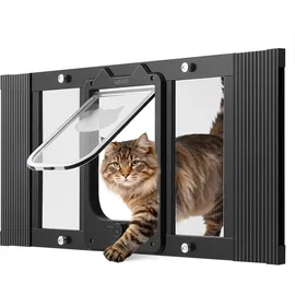 Vevor Katzenklappe Katzentür Anpassbar an Fensterbreiten (686-813 mm) Schwarz