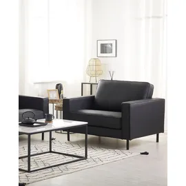 Beliani Sessel SAVALEN Leder 75 x 75 x 75 cm Schwarz mit Kissen