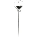 finehomegarden Vogeltränke Gartenstecker 25x14cm H140cm Vogelbad Wasserstelle Vogel Herz braun, Futterstadion Garten Futterstelle Rankstab / Paket