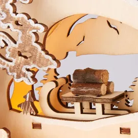 Brubaker 3D Lichterbogen - LED Schwibbogen - Tannenbaum Wald - Weihnachtsbeleuchtung Holz - 34 x 28 x 9 cm - Handbemalte Weihnachtsdeko - Braun/Weiß