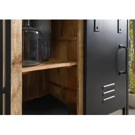 MASSIVMOEBEL24.DE Kommode Mango 90x45x90 natur klar lackiert / Metall schwarz BLACKBURN #108