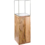 Gilde Windlicht Kerzenhalter Säule, 91.26x26cm, Geschenkidee", beige (naturfarben), B:26cm H:91cm T:26cm, Glas, Mangoholz, inklusive Glasaufsatz