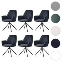 Mendler 6er-Set Esszimmerstuhl HWC-G67, Küchenstuhl Armlehne, drehbar Auto-Position, Samt