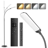 YICAIZI Stehlampe Wohnzimmer - 18W LED Dimmbar Stehende Lampe mit Fernbedienung, 1200Lumen Stehend Leselampe mit 4 Farbtemperaturen & 4 Helligkeiten für Schlafzimmer, Büro, Tiefschwarz
