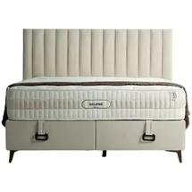 Villa Möbel Eclipse Polsterbett 90x190 - Farbe: Creme - Set: Bettkasten-Kopfteil - Matratze - Creme