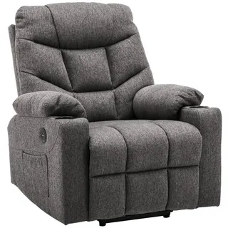 MCombo Fernsehsessel 7286 Stoff 85 x 100 x 94 cm Grau elektrisch mit Relaxfunktion