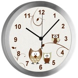 CreaDesign Funkwanduhr Funkuhr, Kinder Wanduhr, Kinderuhr, Kinderzimmer Eule beige (geräuscharmes Uhrwerk) beige