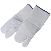FMprofessional Koch-/Backhandschuhe, hochwertige Ofenhandschuhe aus hitzeresistentem Rindsleder, Topfhandschuhe zum Backen, Kochen und Grillen (Farbe: Grau), Menge: 2 Stück