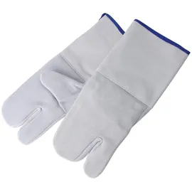 FMprofessional Koch-/Backhandschuhe, hochwertige Ofenhandschuhe aus hitzeresistentem Rindsleder, Topfhandschuhe zum Backen, Kochen und Grillen (Farbe: Grau), Menge: 2 Stück