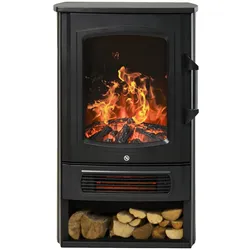 HOMCOM Elektrischer Kamin Metall, gehärtetes Glas
