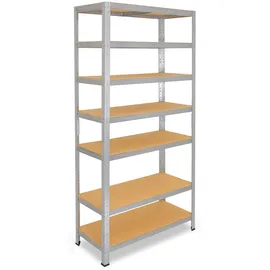 shelfplaza Schwerlastregal Stahl 180x90x23 cm Silber 7 Böden 125 kg Traglast pro Boden