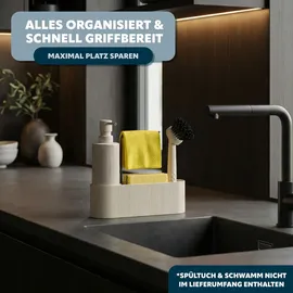 ELUNO Spülbecken Organizer 22 x 21 x 6,5 cm Beige/Weiß