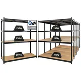 Proregal Mega Deal 5x Schwerlastregal Taurus XL mit TÜV/GS Zertifizierung HxBxT 180 x 160 x 60 cm Fachlast 250 kg Schwarz