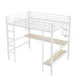 AUTOLOCK Hochbett mit Schreibtisch 90 x 200 cm MDF weiß