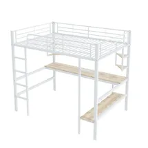AUTOLOCK Hochbett mit Schreibtisch 90 x 200 cm MDF weiß