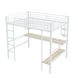 AUTOLOCK Hochbett mit Schreibtisch 90 x 200 cm MDF weiß