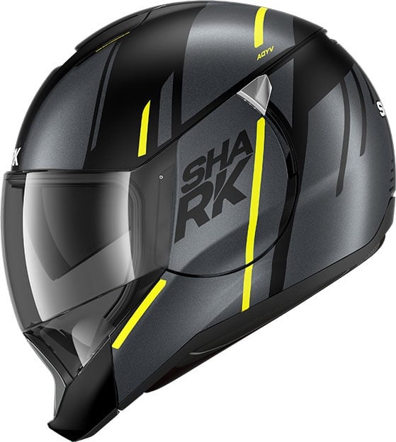 Shark Evojet Vyda, casque à bascule - Mat Noir/Gris/Jaune Néon - XL