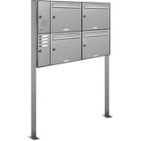 AL Briefkastensysteme Briefkasten Premium Edelstahl Stand Anlage mit Klingeln, Post A4 modern, robust, wetterfest, Artikelnummer: 331V4S2KSL