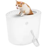 Iris Ohyama Katzenklo mit Schaufel, bis 7 kg, Weiß, mit Deckel, Katzentoilette, leicht reinigen, Für große Katzen, Kätzchen, geschlossen, xxl Toilette, BPA-frei,