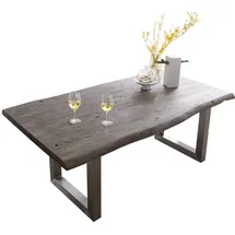 DeLife Esstisch Edge 180x90 XL Edelstahl Breit Live-Edge