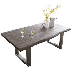 DeLife Esstisch Edge 180x90 XL Edelstahl Breit Live-Edge