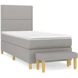 vidaXL Boxspringbett mit Matratze Hellgrau 100x200 cm Stoff - Grau