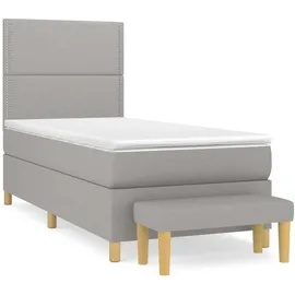 vidaXL Boxspringbett mit Matratze Hellgrau 100x200 cm Stoff - Grau