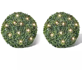 vidaXL Buchskugel Ø 27cm Kunststoff 2xSolar grün