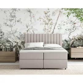 panda möbel gmbh Boxspringbett Everest mit Topper, Doppelbett Dunkelbeige,