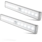 Set Mit 2 Led-nachtlichtern Mit Bewegungsmelder, Schrank-/kleiderschrank-/vitrinenbeleuchtung, Led-streifenlicht, Selbstklebend, Betrieb Mit Aaa-batterien (nicht Im Lieferumfang Enthalten)