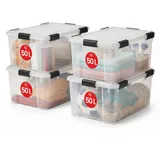 Iris Ohyama Aufbewahrungsbox 50 l 4-tlg. transparent