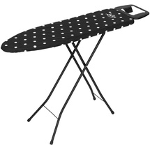 Jata HOGAR HPLA8100 Bügelbrett mit Bügelfläche 110 x 32 cm höhenverstellbar bis 92 cm Bügelablage zusammengeklappt Maße: 150 x 40 x 7 cm Black and White