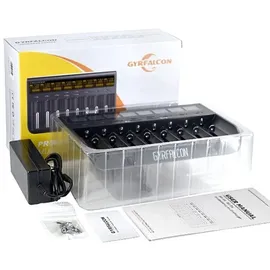 AccuCell 8fach Schnell-Ladegerät lädt 1 bis 8 Stück Li-Ion, LiFePO4, NiMH und NiCd