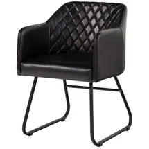 Massivmoebel24 Esszimmerstuhl Iron Label Leder schwarz