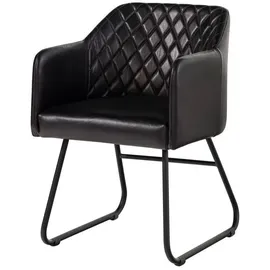 Massivmoebel24 Esszimmerstuhl Iron Label Leder schwarz