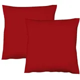 JACK 2er Set Renforcé Kissenhülle Kissenbezug in Rot | Gr.: 80x80 cm