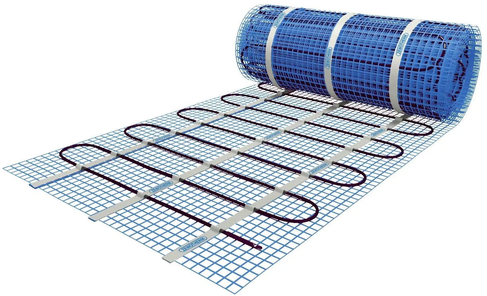 Zewotherm 11330022 Elektro-Heizmatte 150 W/m2, 1,5 m2, 230 V, 4 mm ausrollbare Dünnschichtmatte, Styropor geeignet, vorverlegte Heizleitung, mit Anschlusskabel, ohne Raumthermostat